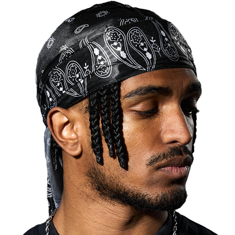 Black Paisley Durag – Saint Durag – front view