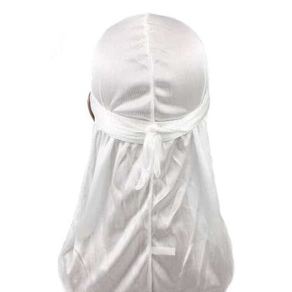 Kids White Silky Durag – Saint Durag – side view