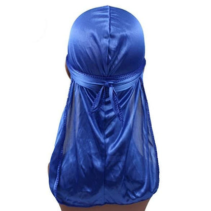 Kids Blue Silky Durag – Saint Durag – side view