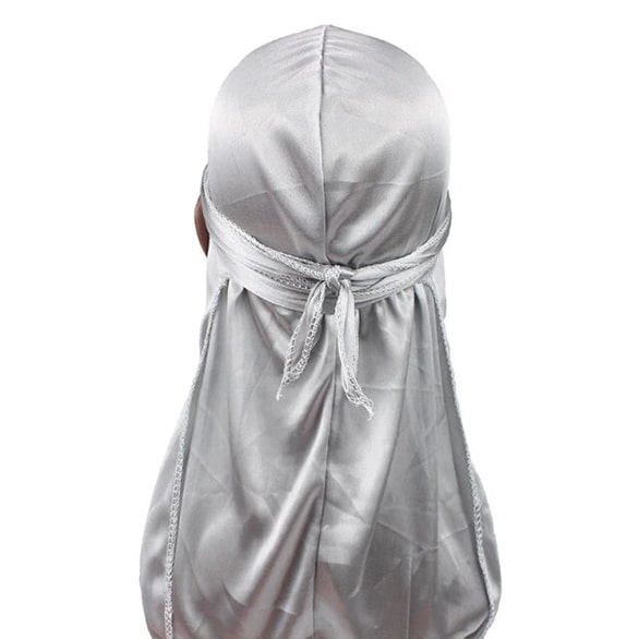 Kids Grey Silky Durag – Saint Durag – side view