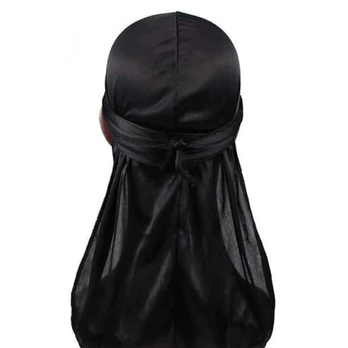 Kids Black Silky Durag – Saint Durag – side view