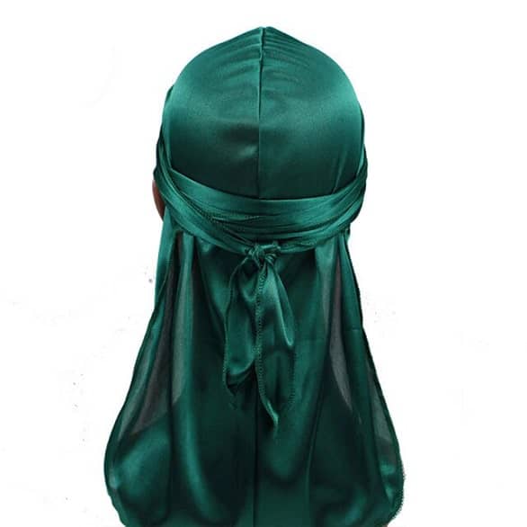 Kids Green Silky Durag – Saint Durag – side view
