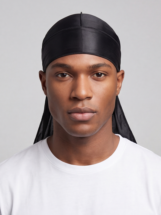 Black Silky Durag – Saint Durag – front view
