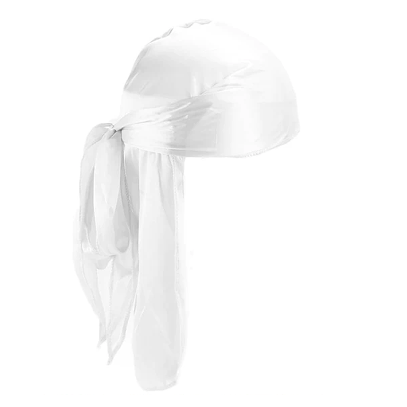 Kids White Silky Durag – Saint Durag – front view
