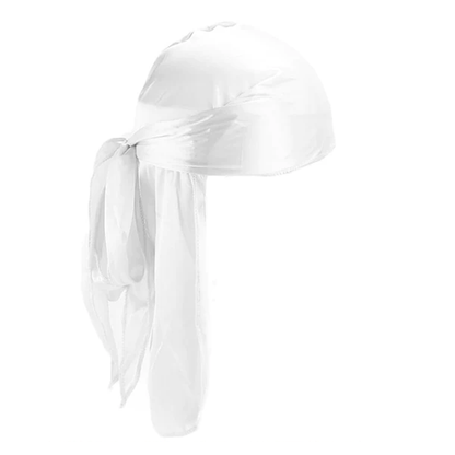 Kids White Silky Durag – Saint Durag – front view